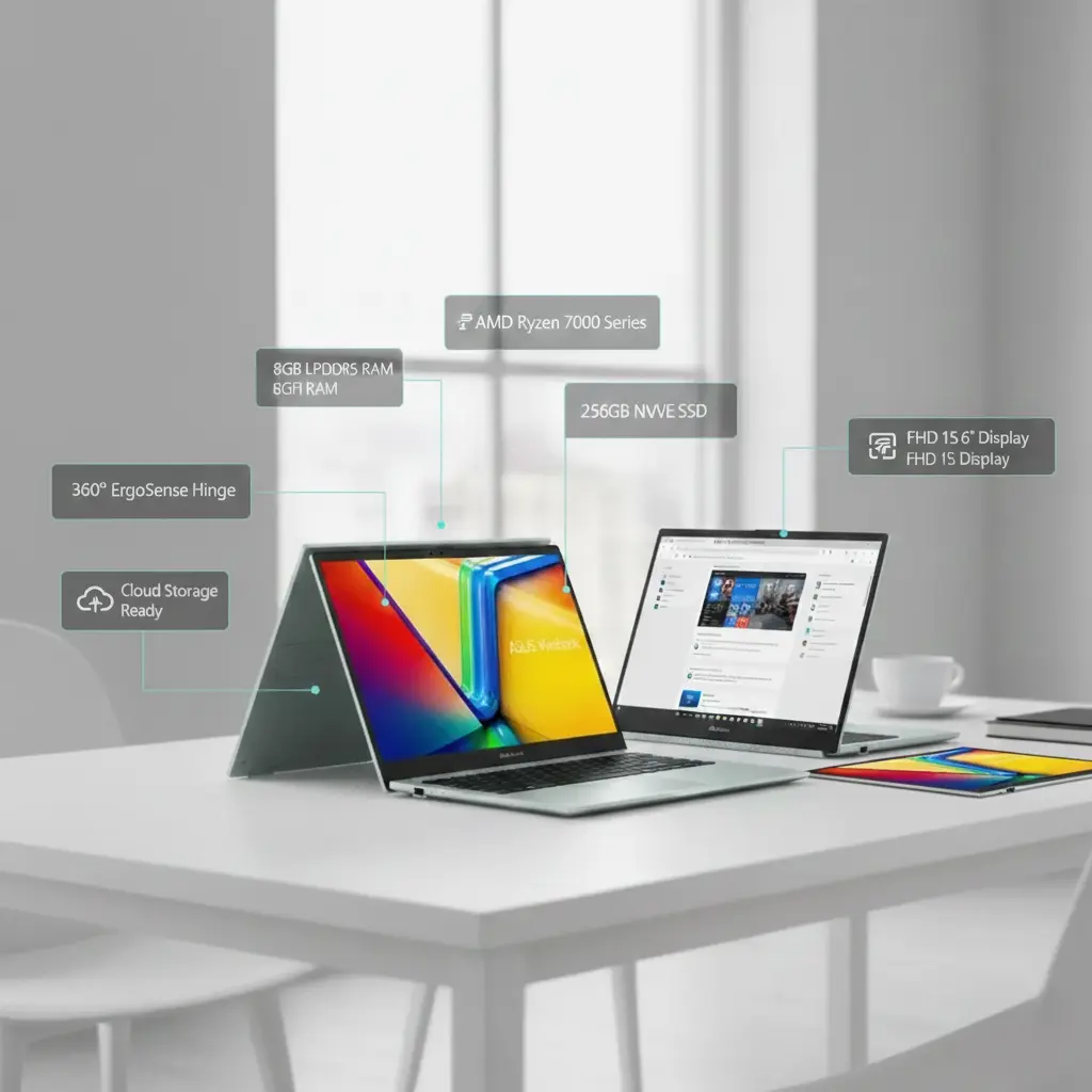 سعر و مواصفات افضل لاب توب اقتصادي للطلاب خفيف الوزن ASUS Vivobook Go 15