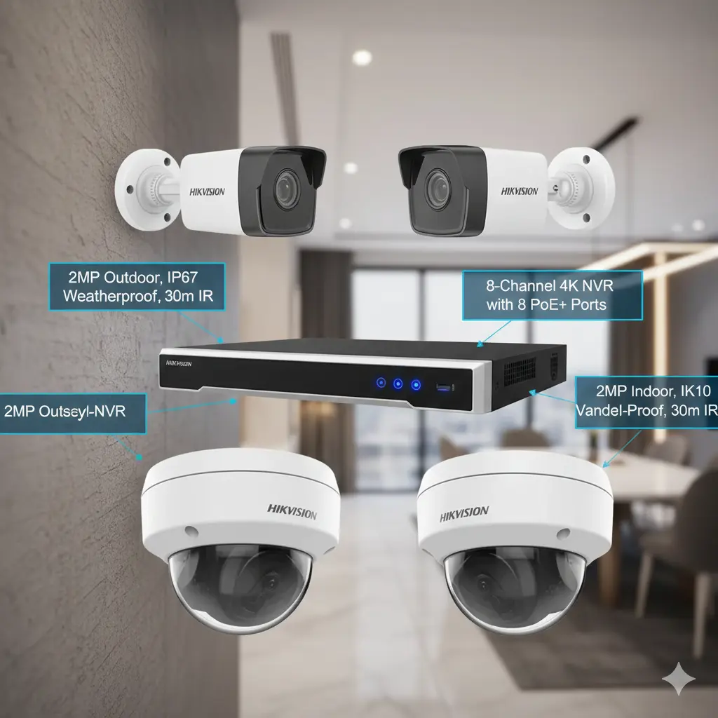 سعر ومواصفات عرض كاميرات هيكفيجن IP | NVR 8CH 4K PoE